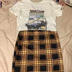 2 Piece Shein Skirt and Graphic Crop top S